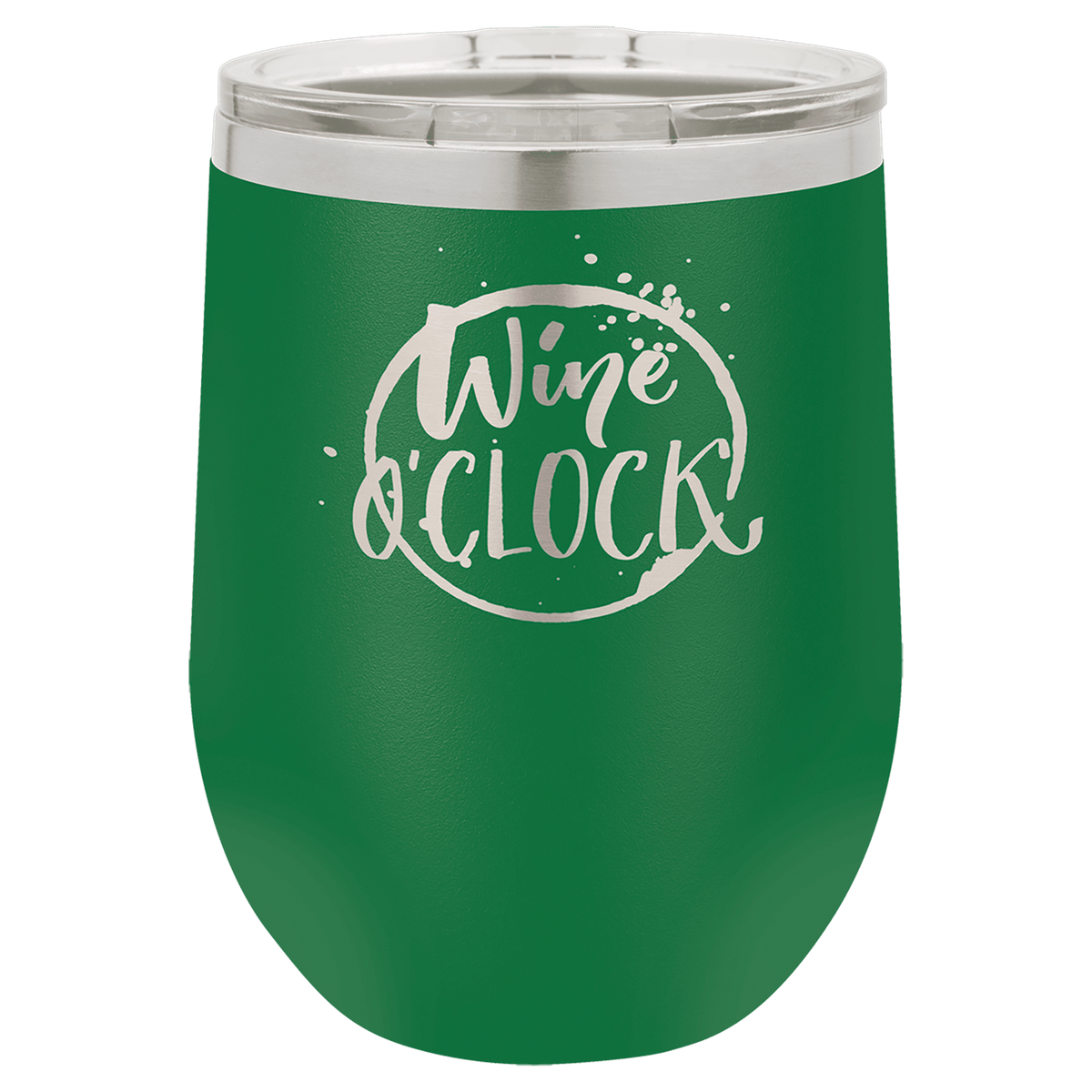 Green 12 oz. Polar Camel Stemless Wine Glass with Clear Lid