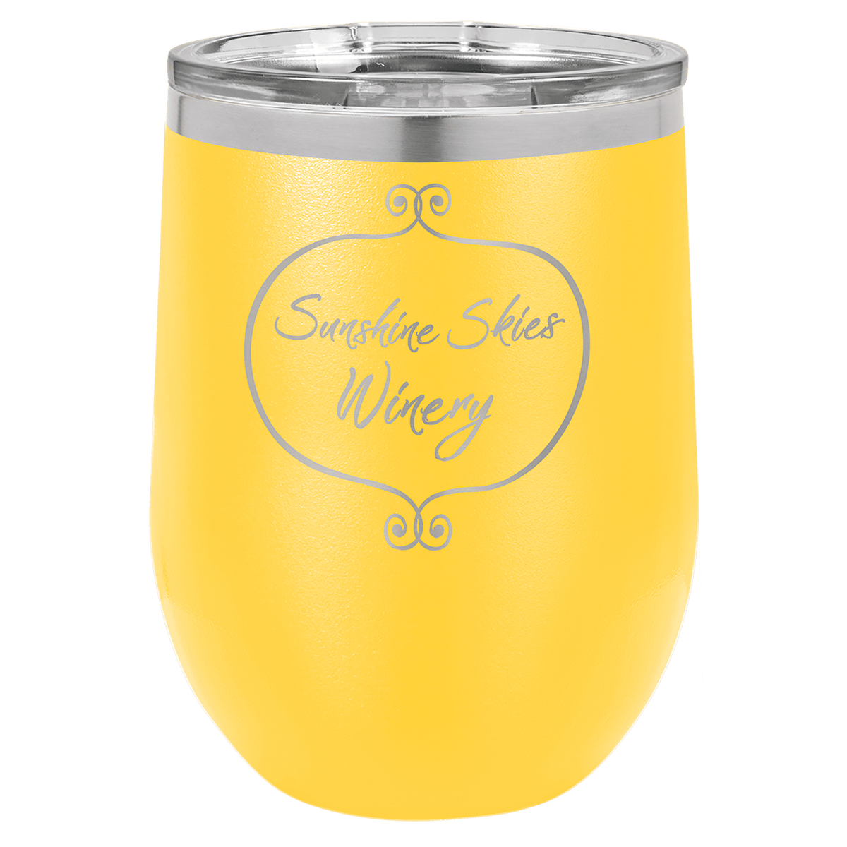 Yellow 12 oz. Polar Camel Stemless Wine Tumbler with Clear Lid