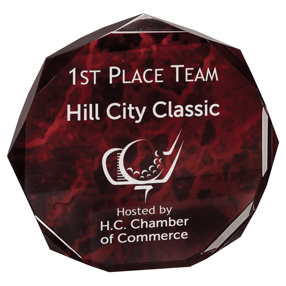 6" Red Marble Octagon Premier Acrylic