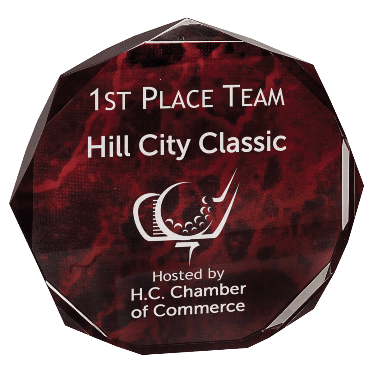 7" Red Marble Octagon Premier Acrylic