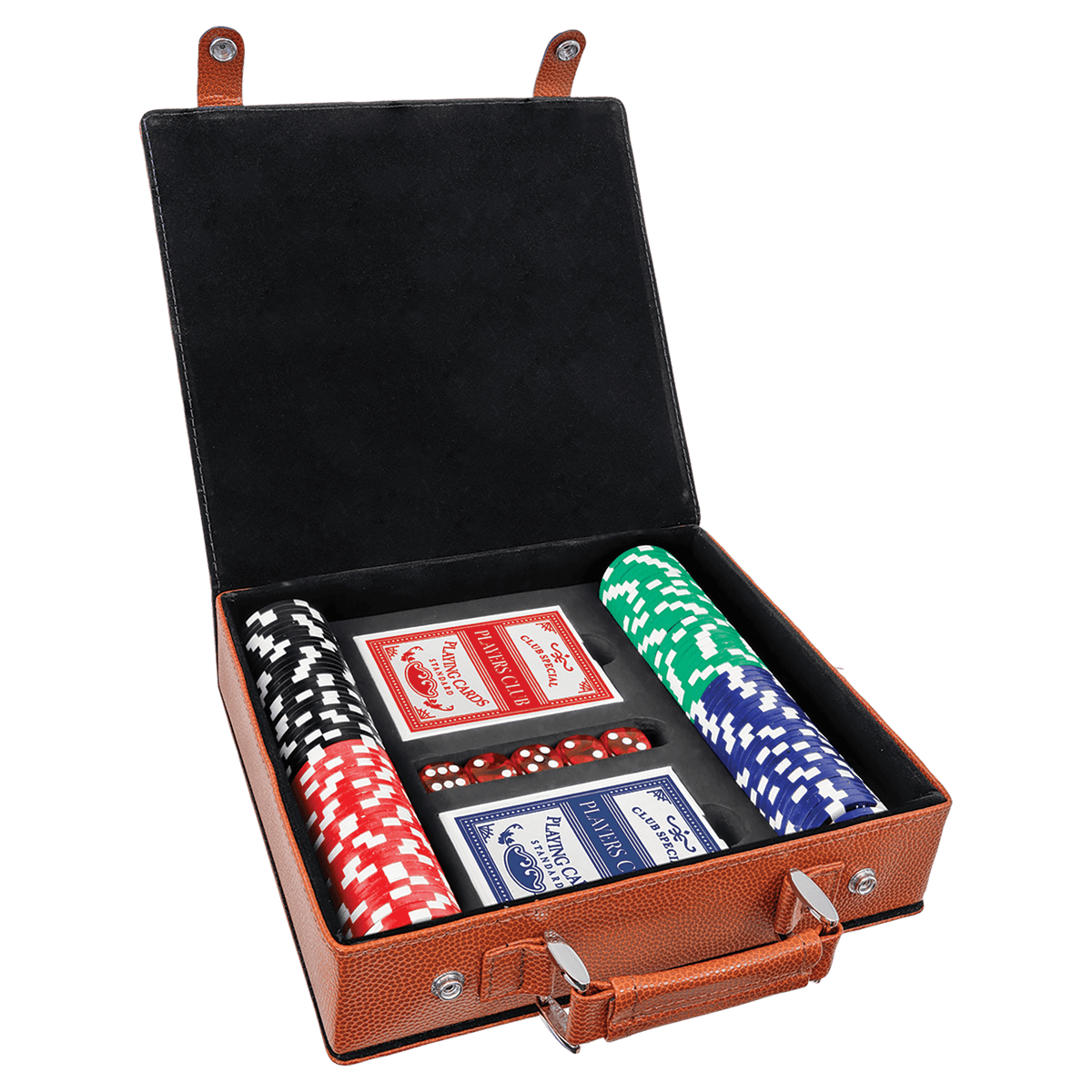 Basketball Leatherette Poker Set with 100 Chips, 2 Decks of Card & 5 Dice