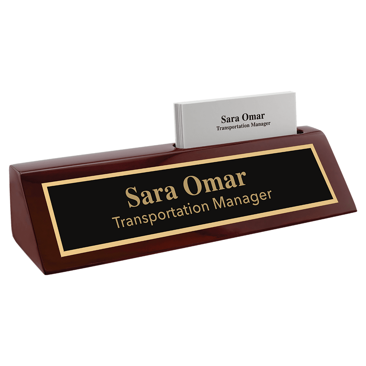 8 1/2" Rosewood Piano Finish Desk Wedge with Business Card Holder