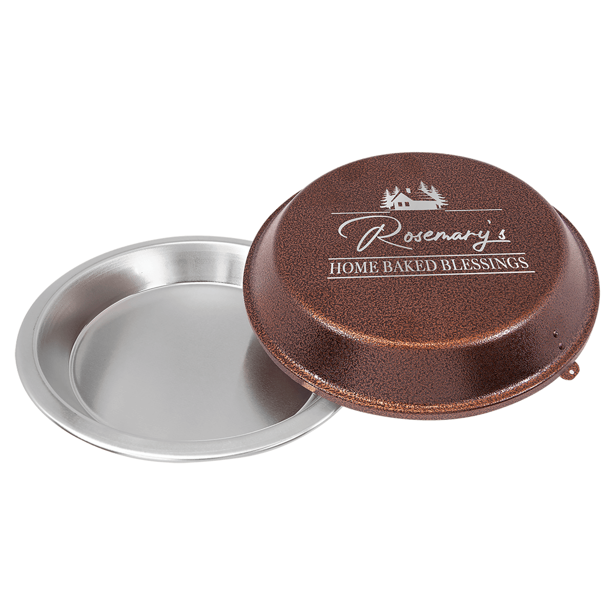 9" Aluminum Pie Pan with Powder Coated Lid-Copper
