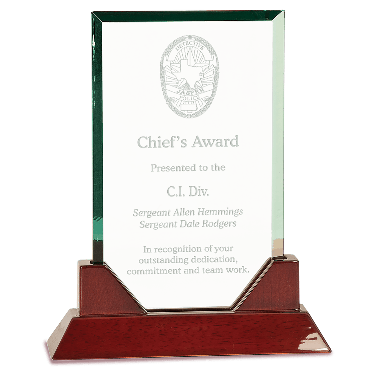 9 3/4" Rectangle Jade Glass on a Rosewood Piano Finish Base