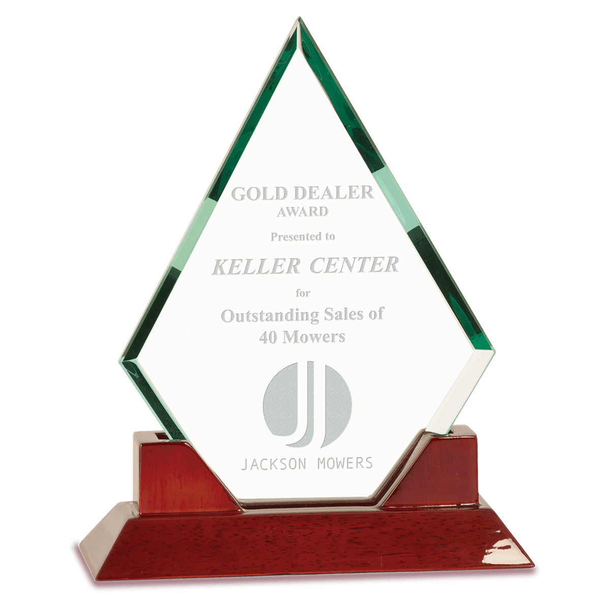 8 1/2" Diamond Premier Jade Glass with Rosewood Piano Finish Base