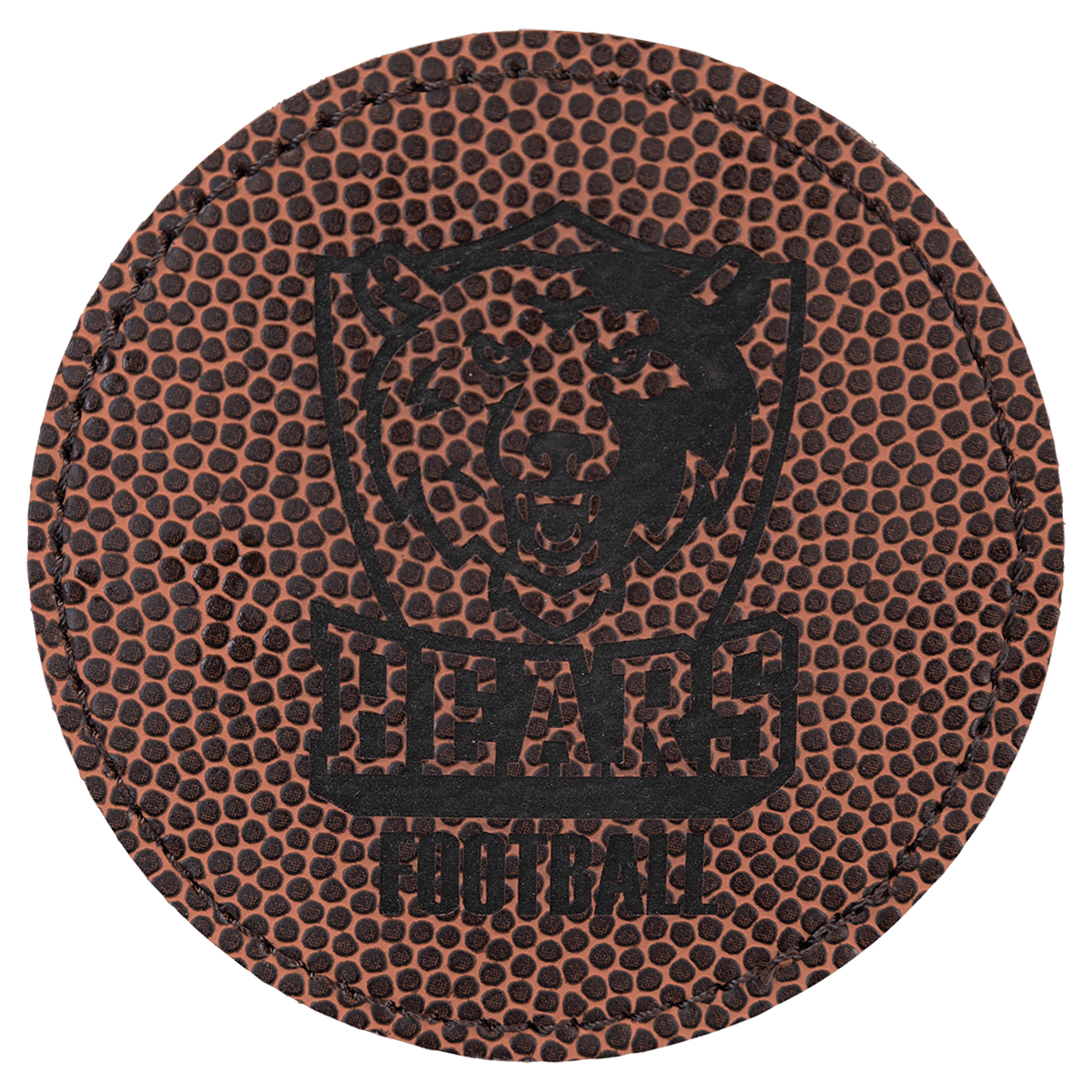 Football 3" Round Leatherette Patch with Adhesive