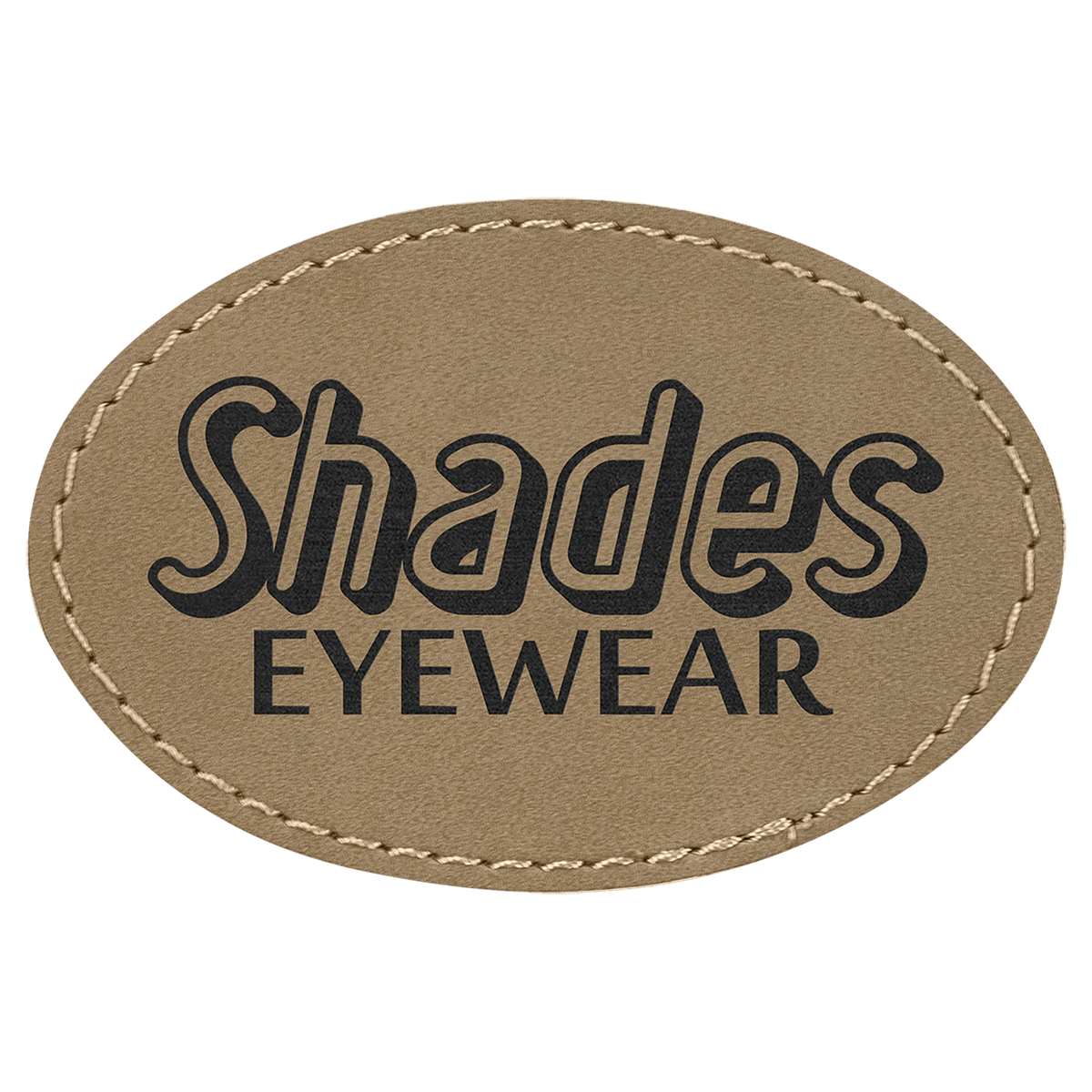 3" x 2" Light Brown Oval Leatherette Patch with Adhesive