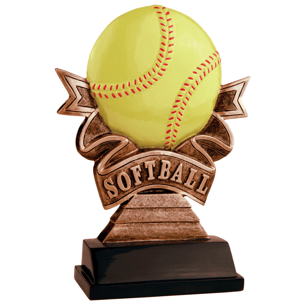 Softball Ribbon Resin-7"
