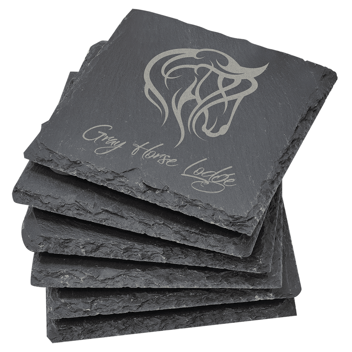 Square Slate Coaster Set-6 Coasters