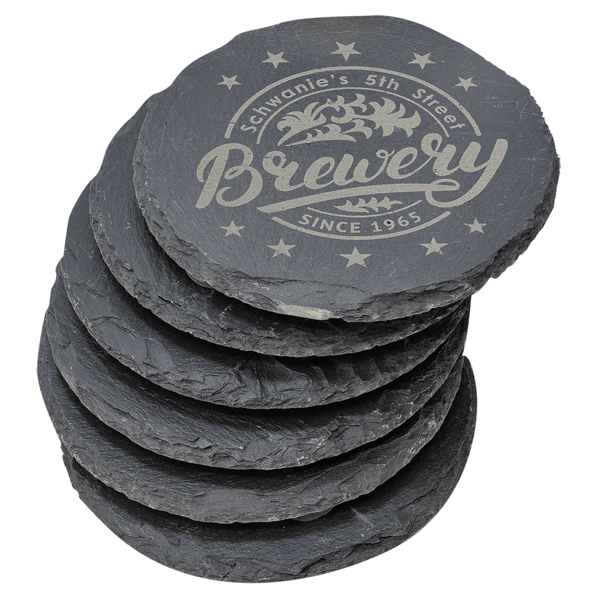 Round Slate Coaster Set-6 Coasters