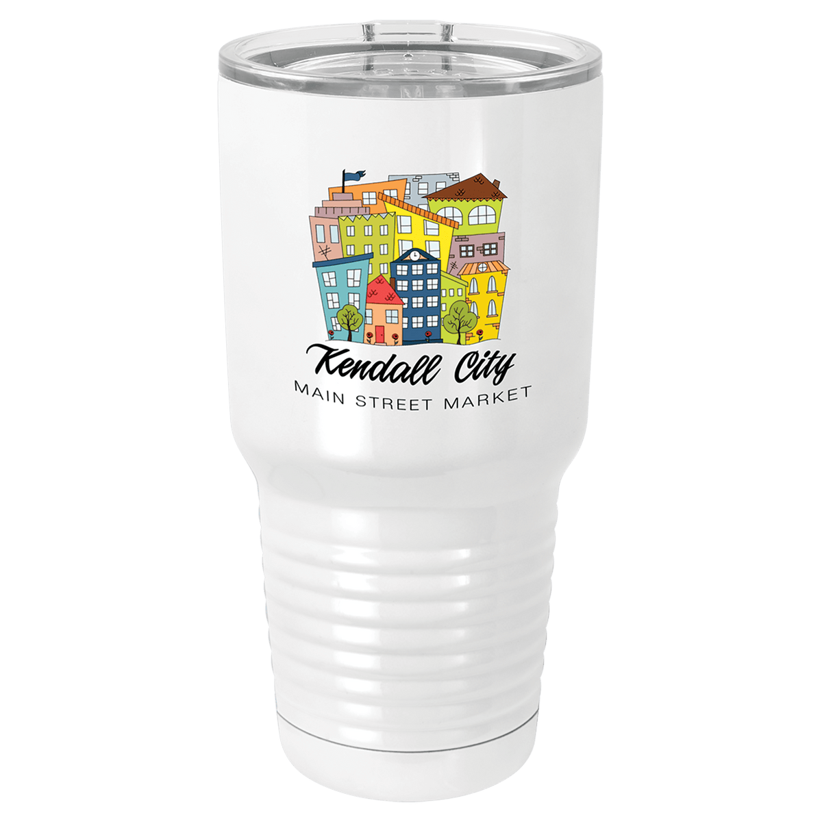White Full Color 30 oz. Polar Camel Ringneck Tumbler with Clear Lid