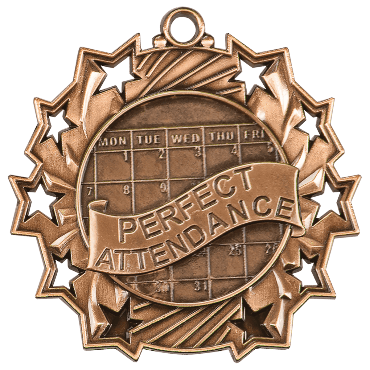 Perfect Attendance Ten Star Medal-Bronze