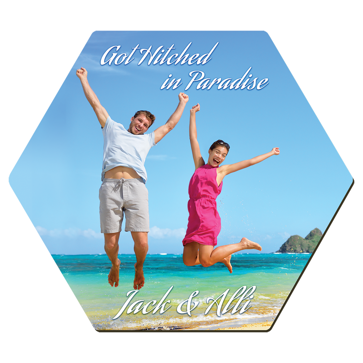 Gloss White Unisub Sublimatable Hardboard Hexagon Coaster w/Cork Back