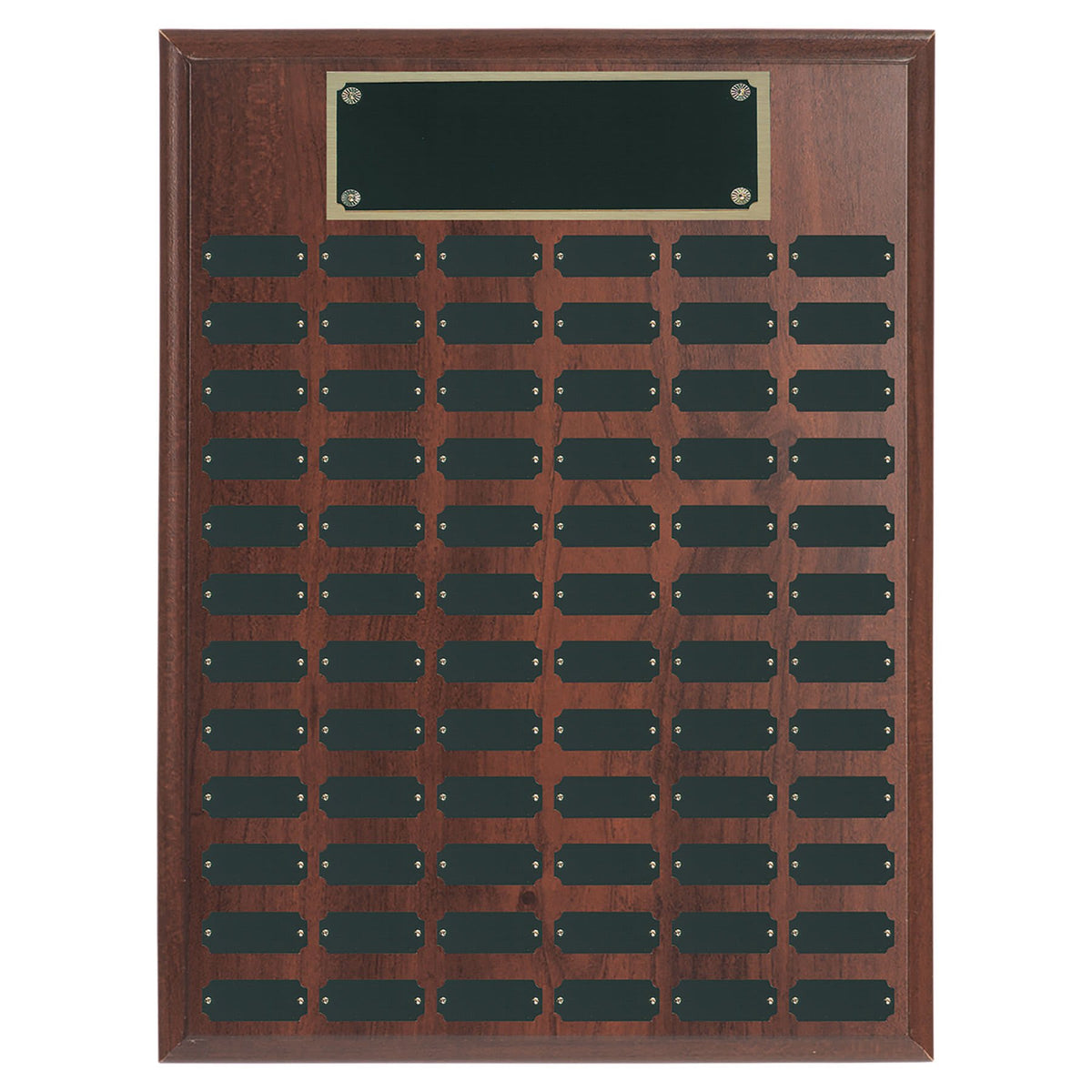 Genuine Walnut Step Edge Perpetual Plaque with 72 Plates