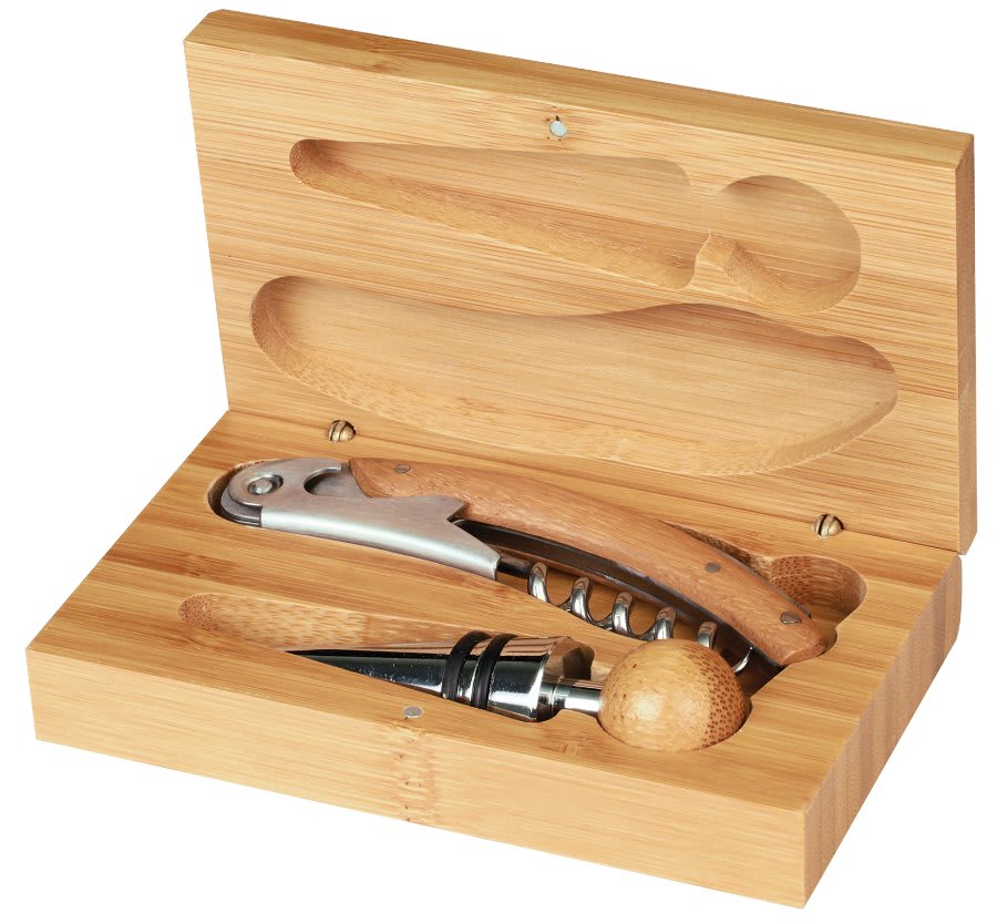 Genuine Bamboo 2-Piece Wine Tool Set
