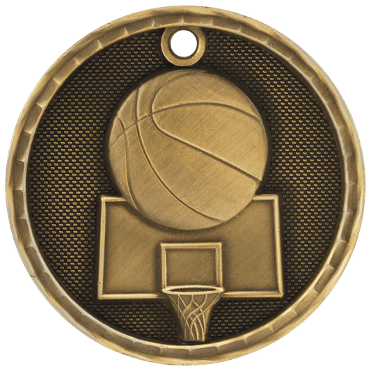 Basketball 3-D Medal-Gold