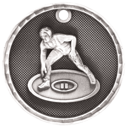 Wrestling 3-D Medal-Silver