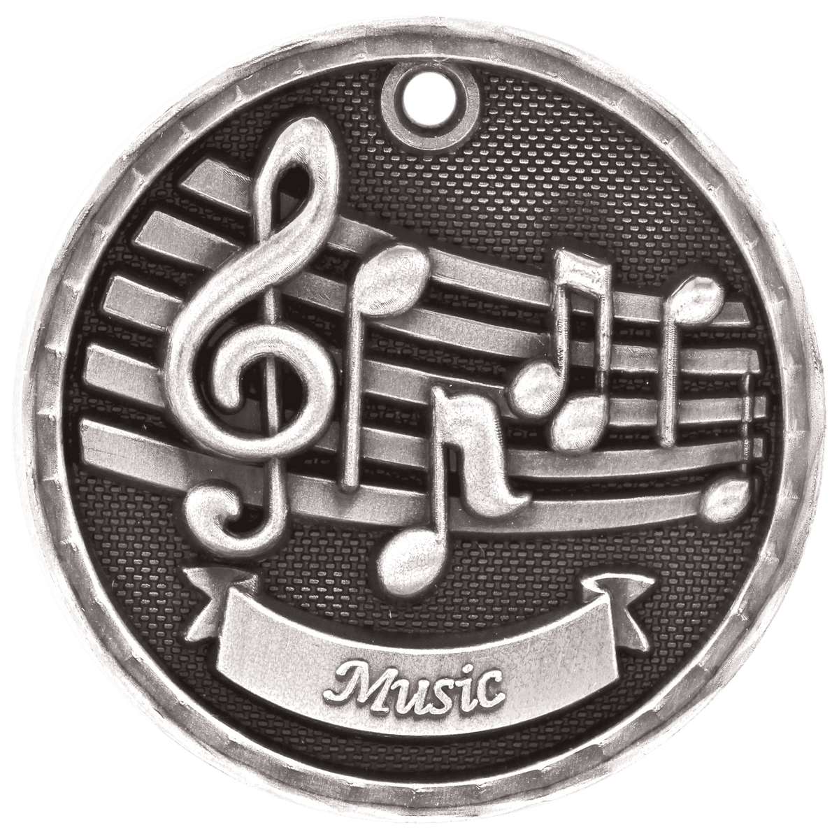 Music 3-D Medal-Silver