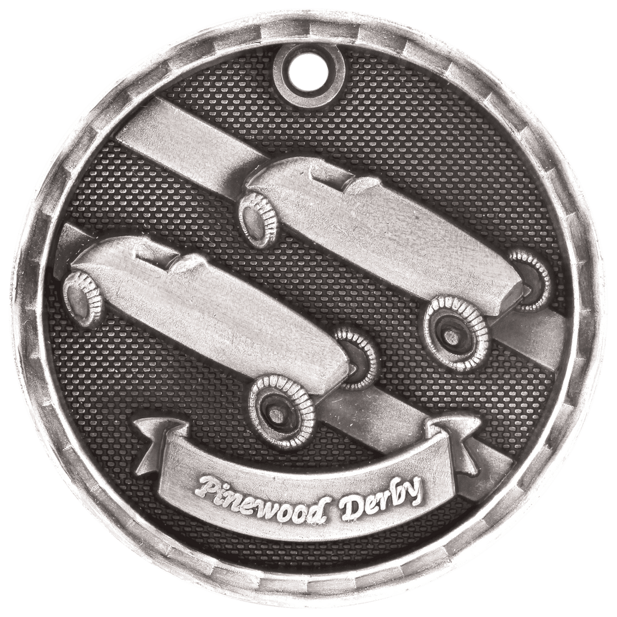 Pinewood Derby 3-D Medal-Silver