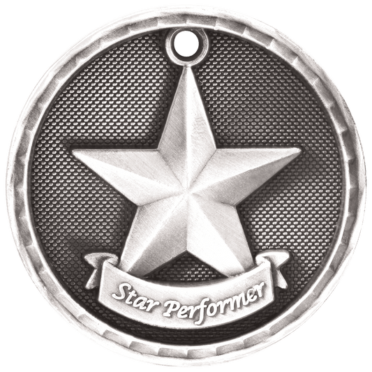 Star Performer 3-D Medal-Silver