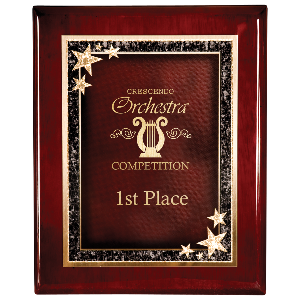 8" x 10" Premium Rosewood Finish Plaque with Red Starburst Plate