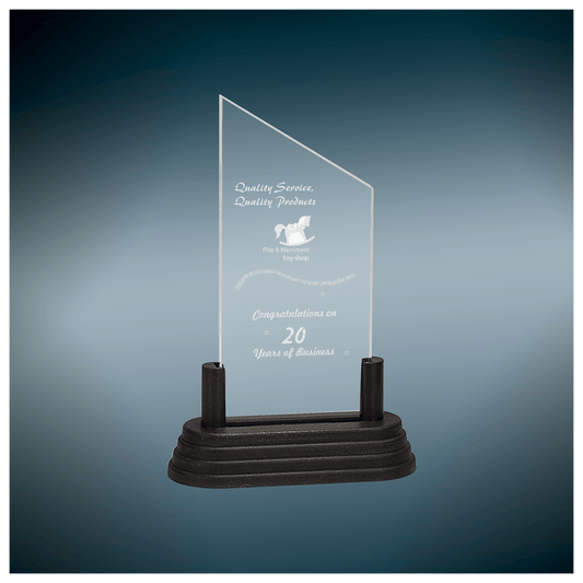 7" Clear Corners Pop-In Acrylic with Gold Pedestal Base