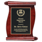 7 1/2" x 8 3/4" Rosewood Finish Scroll Plaque with Black Plate