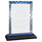 SMALL RECTANGLE ACCENT GLASS WITH BLUE BASE