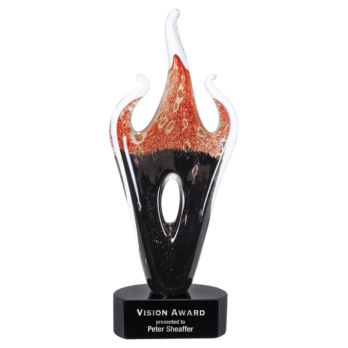 Red and Black Flame Art Glass