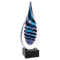 Blue, White & Black Twist Rain Drop Art Glass