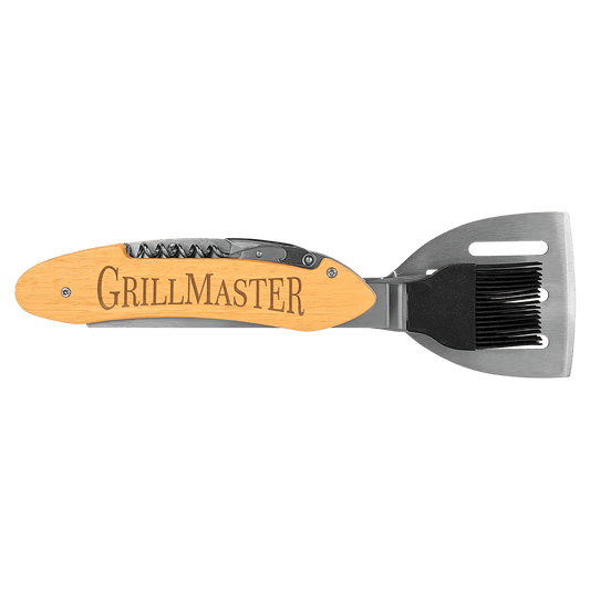 Wood 5-In-One BBQ Tool