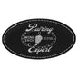 Black/Silver 3 1/4" x 1 3/4" Leatherette Oval Badge with Magnet