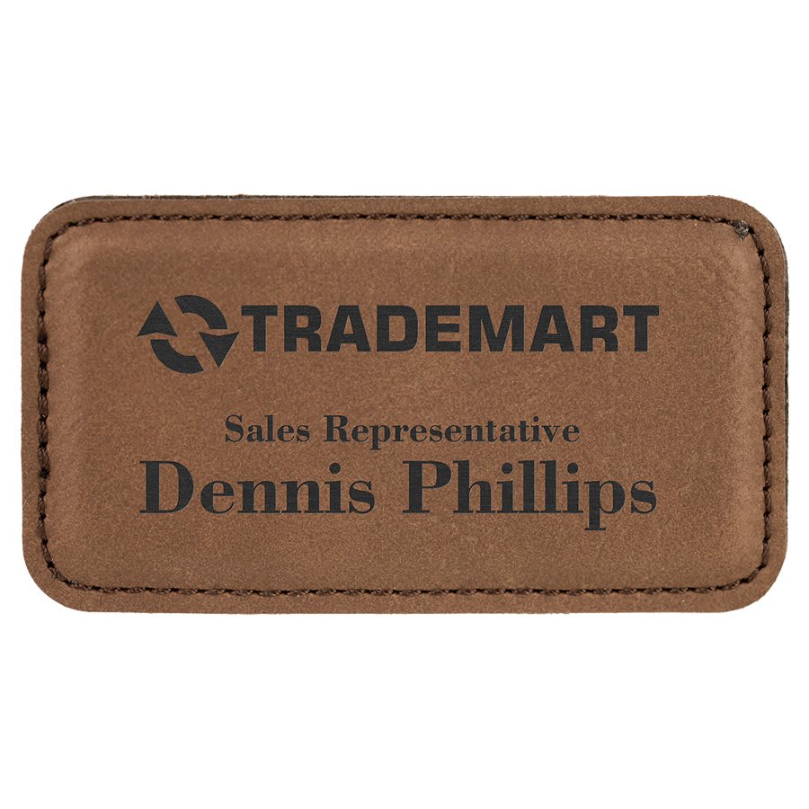 3 1/4" x 1 3/4" Dark Brown Leatherette Badge with Magnet