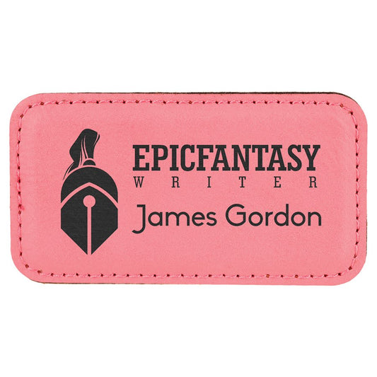3 1/4" x 1 3/4" Pink Leatherette Badge with Magnet
