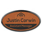 3" x 1 1/2" Rawhide Oval Badge with Frame