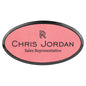 3" x 1 1/2" Pink Leatherette Oval Badge with Frame