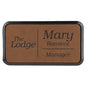 3" x 1 1/2" Dark Brown Leatherette Round Corner Badge with Frame