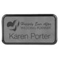 3" x 1 1/2" Gray Leatherette Round Corner Badge with Frame