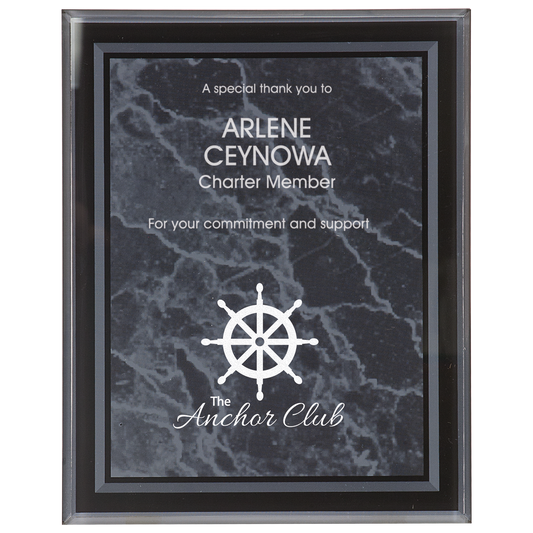 7" x 9" Black Marble Border Acrylic Clear-Plaq