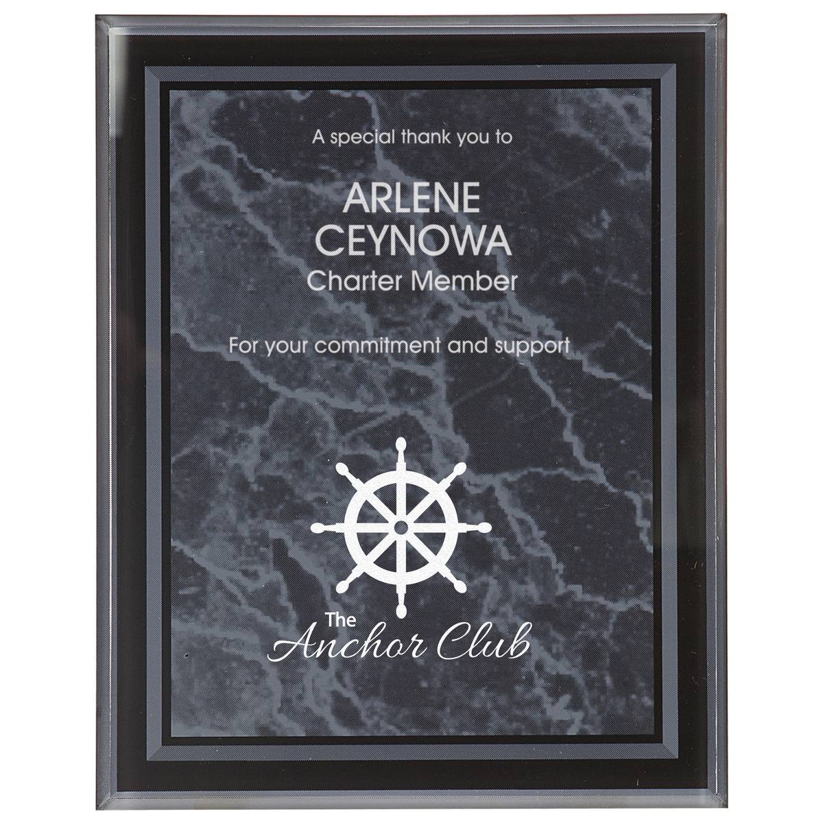 8" x 10" Black Marble Border Acrylic Clear-Plaq