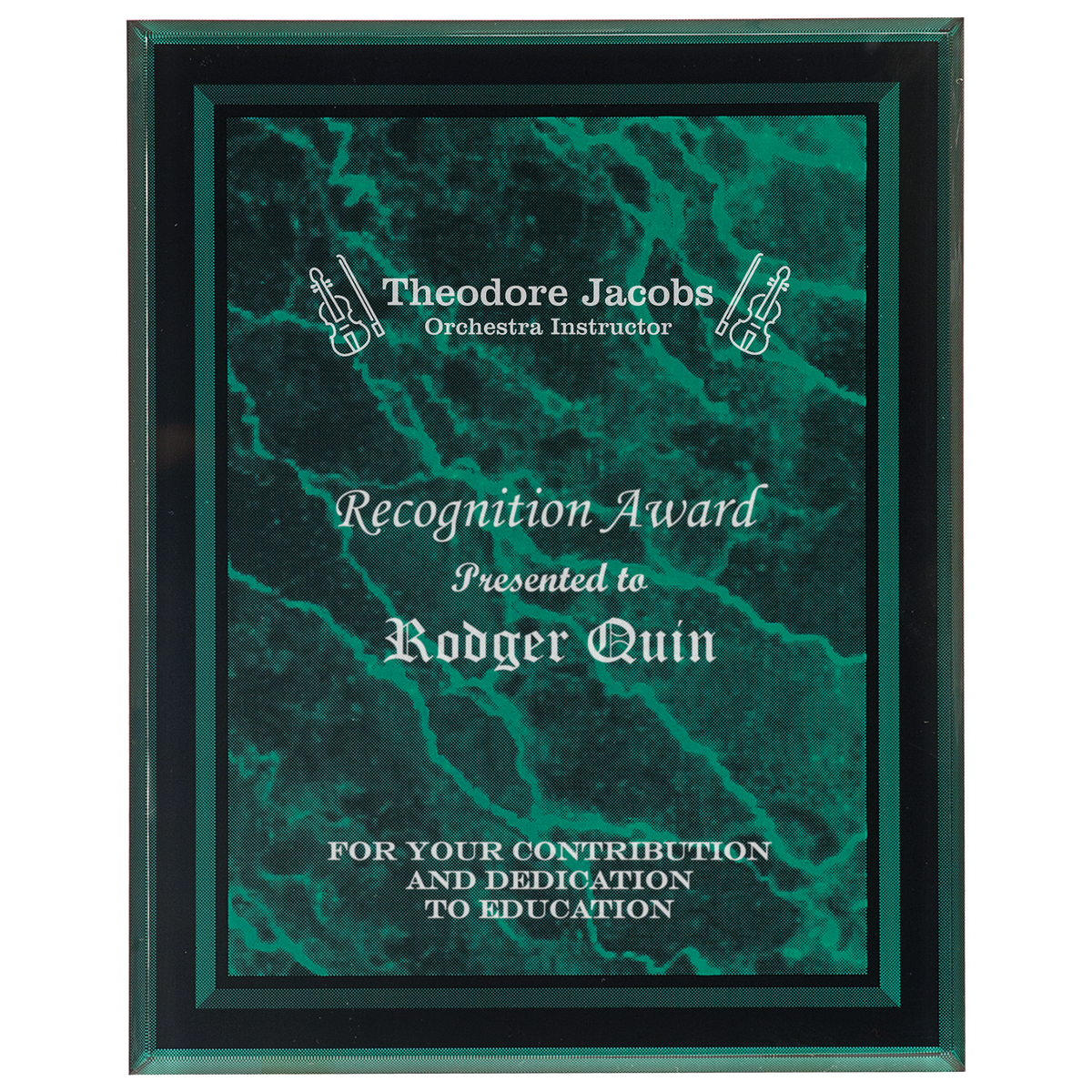 8" x 10" Green Marble Border Acrylic Clear-Plaq