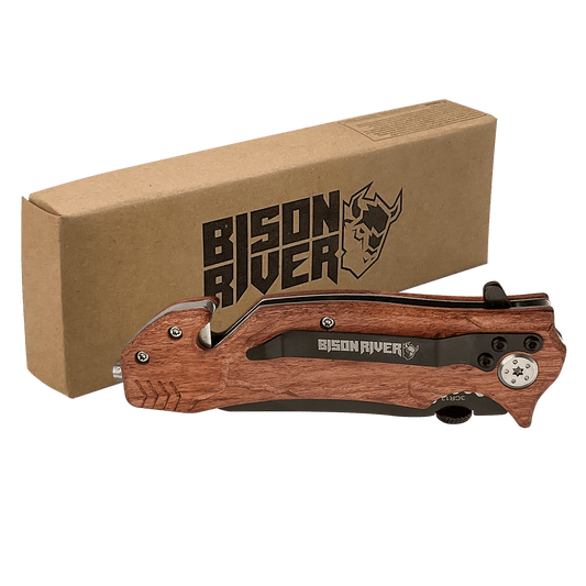 Bison River Wood Handle Rescue Knife