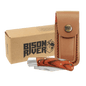 Bison River Wood Handle Folding Knife with Leather Sheath