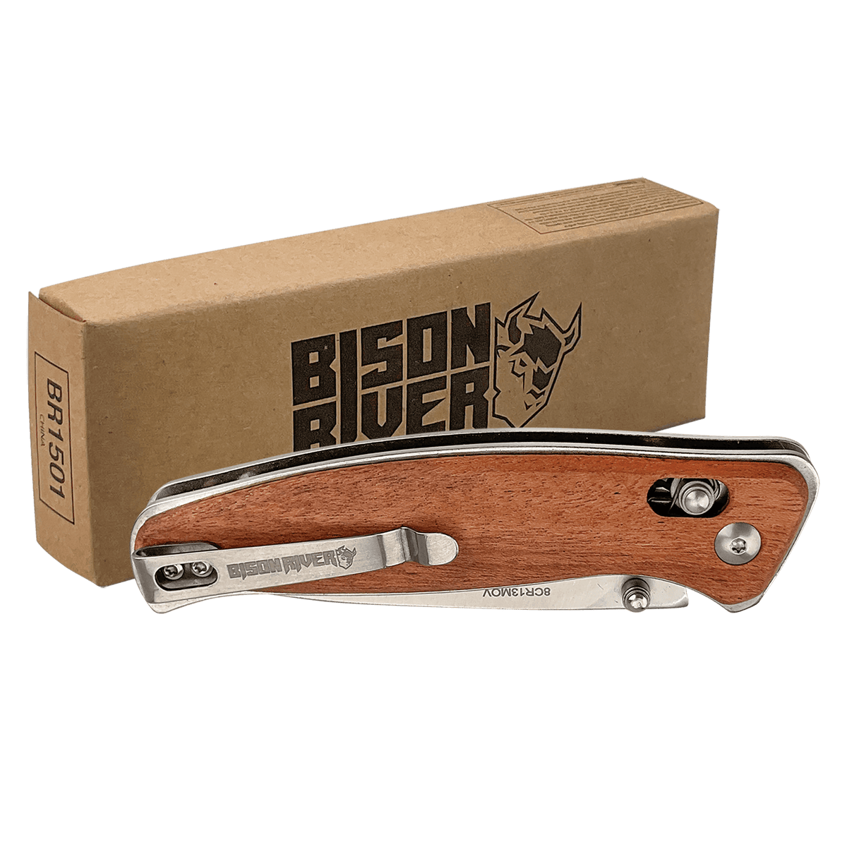 Wood Handle Button Lock Knife