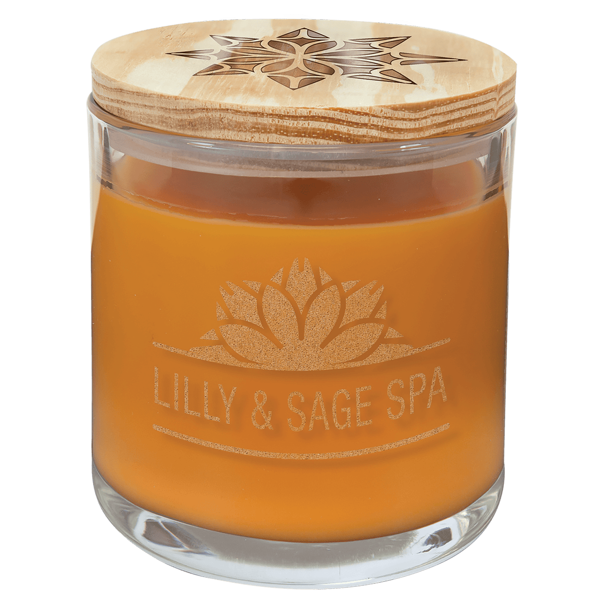 Bright Citrus Candle in a Glass Holder with Wood Lid