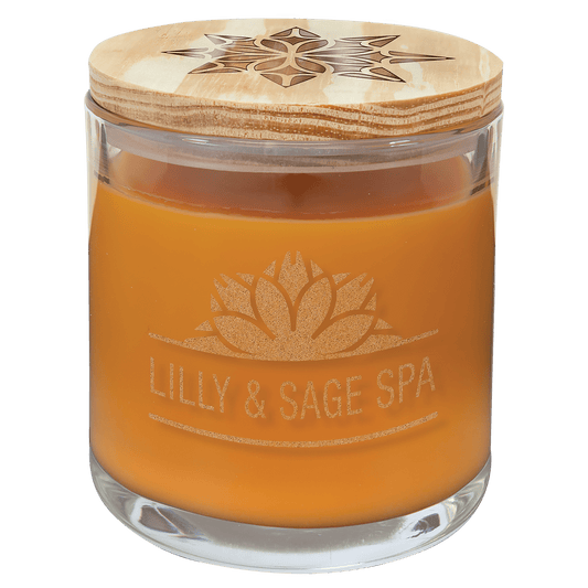 Bright Citrus Candle in a Glass Holder with Wood Lid