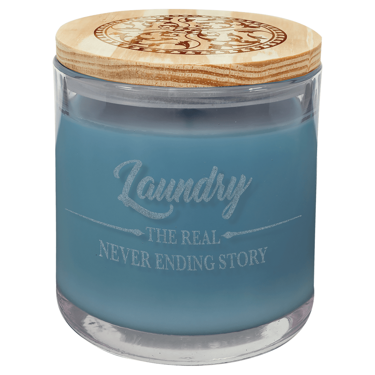 French Linen Candle in a Glass Holder with Wood Lid