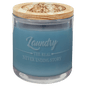 French Linen Candle in a Glass Holder with Wood Lid