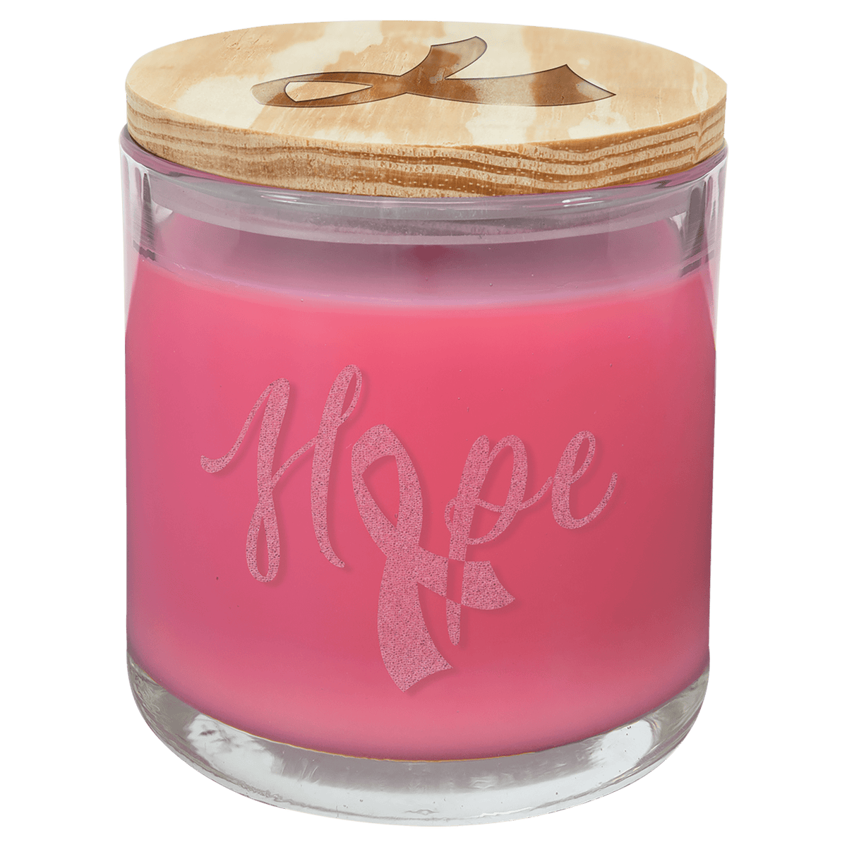 Peony Rose Candle in a Glass Holder with Wood Lid