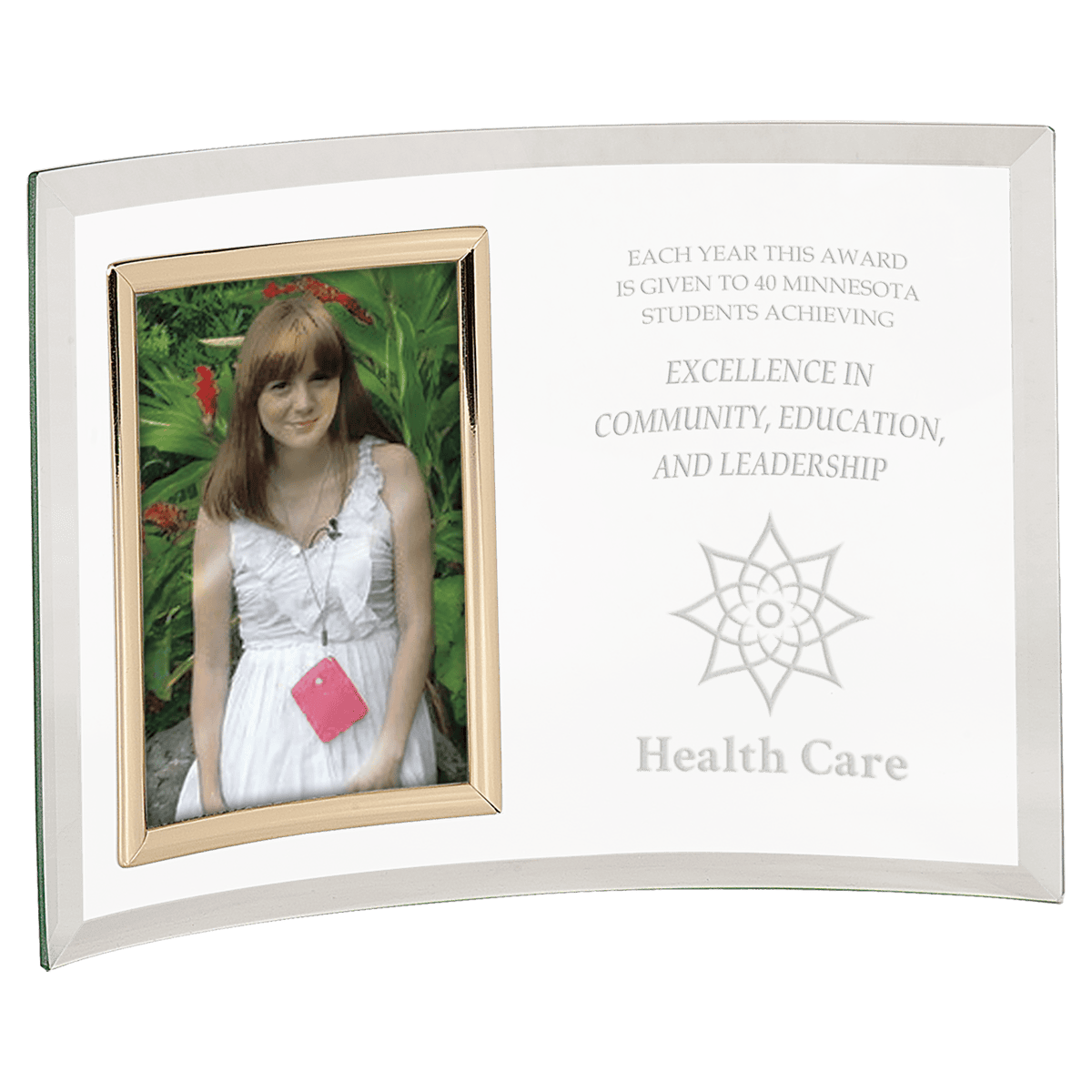 Jade Glass Crescent with Gold Vertical 3 1/2" x 5" Frame